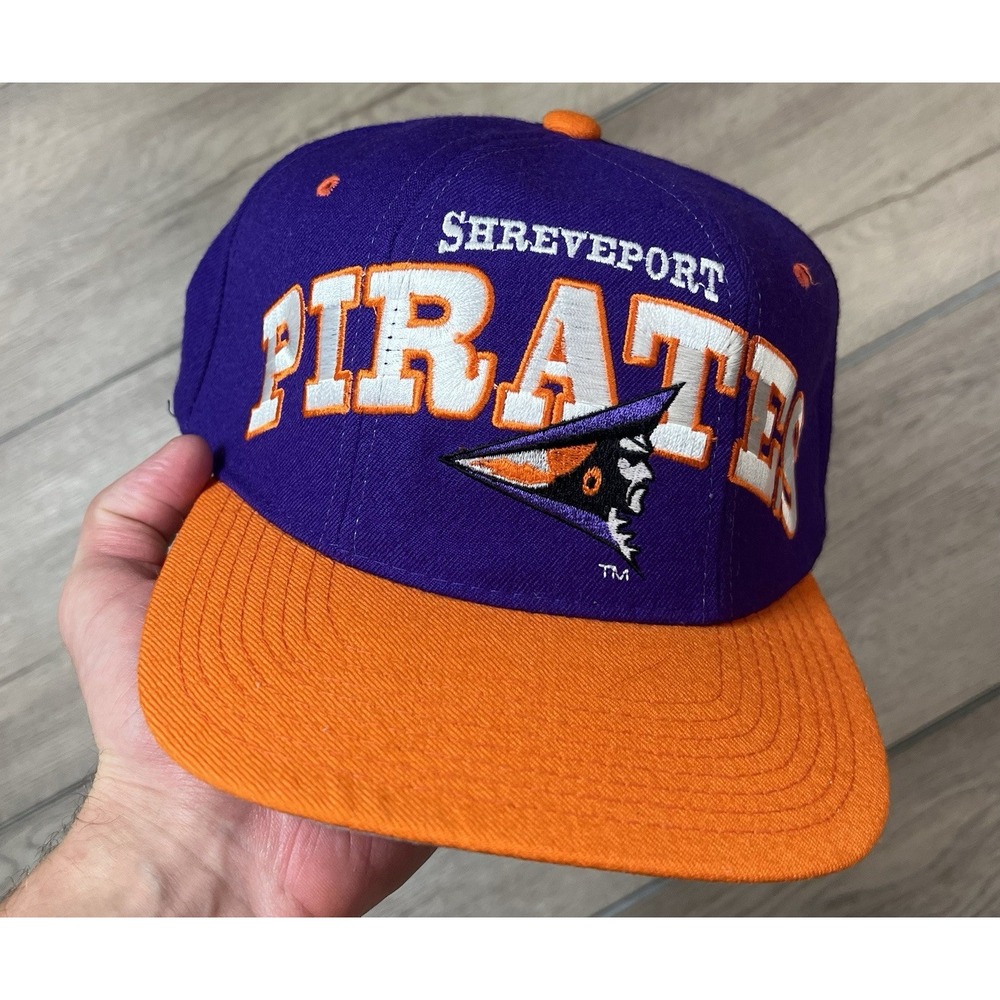 Starter Shreveport Pirates Snapback Hat Mens Purple Orange Vintage CFL Cap